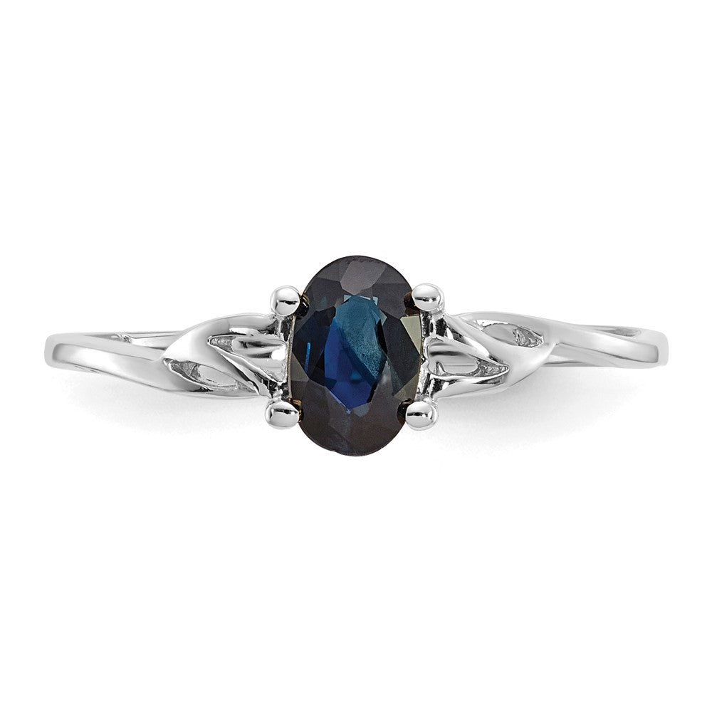 14K White Gold Polished Geniune Sapphire Birthstone Ring