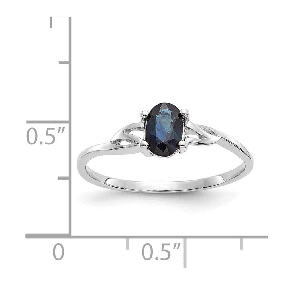 14K White Gold Polished Geniune Sapphire Birthstone Ring