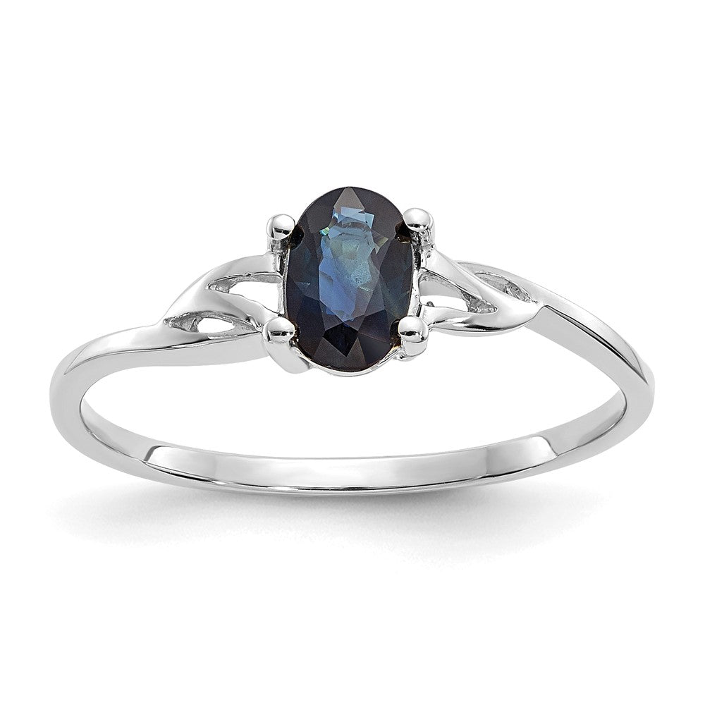 14K White Gold Polished Geniune Sapphire Birthstone Ring