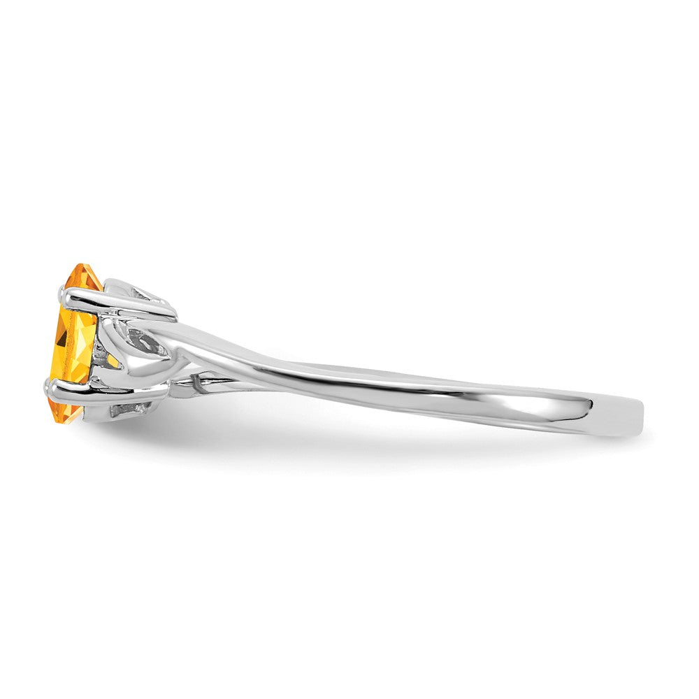 14K White Gold Polished Geniune Citrine Birthstone Ring