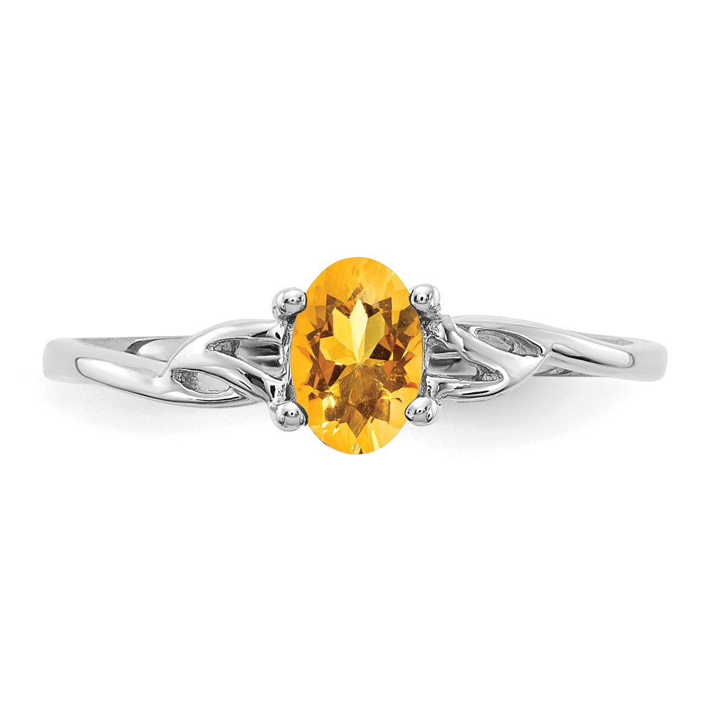 14K White Gold Polished Geniune Citrine Birthstone Ring