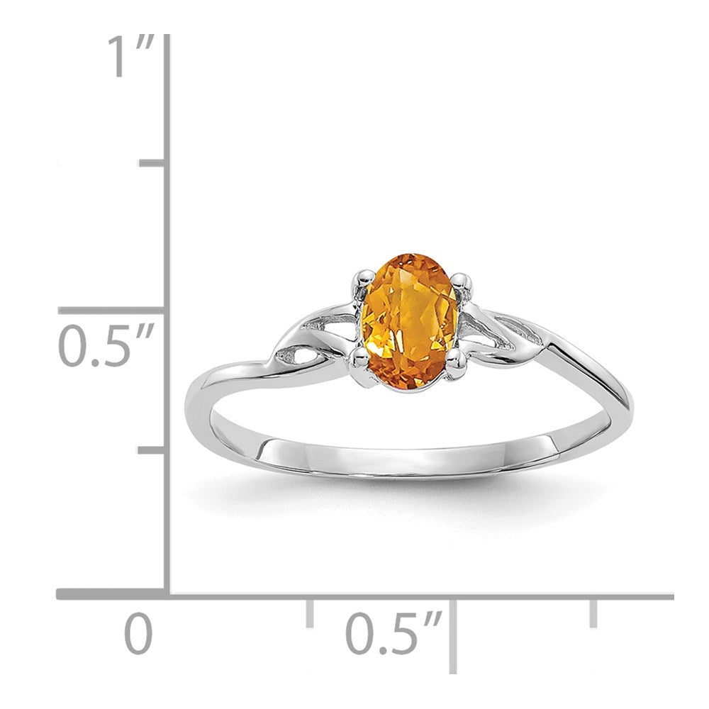 14K White Gold Polished Geniune Citrine Birthstone Ring