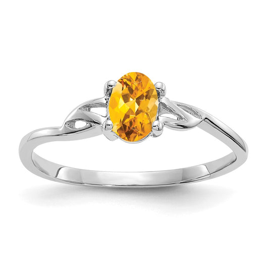 14K White Gold Polished Geniune Citrine Birthstone Ring