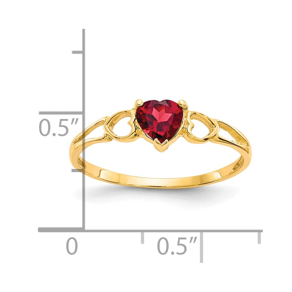 10K Yellow Gold Polished Geniune Garnet Birthstone Ring