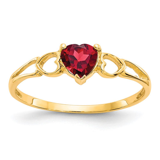 10K Yellow Gold Polished Geniune Garnet Birthstone Ring