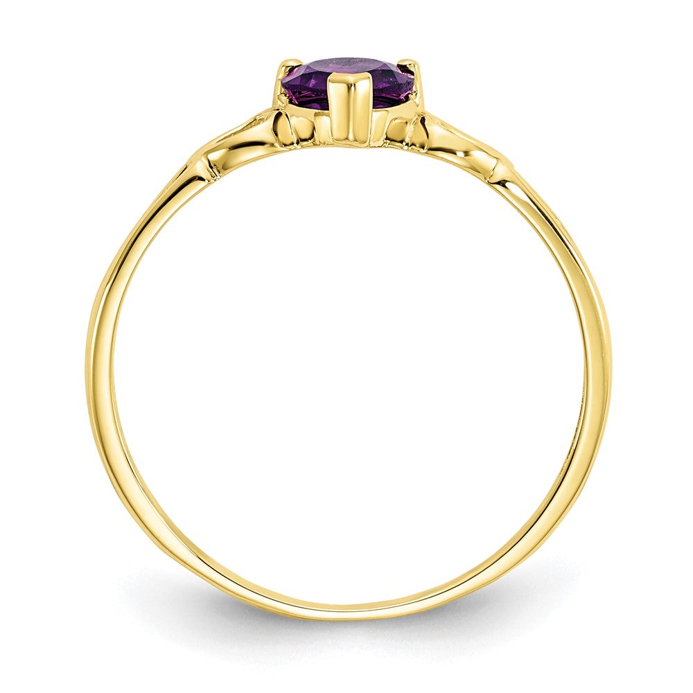 10K Yellow Gold Polished Geniune Amethyst Birthstone Ring