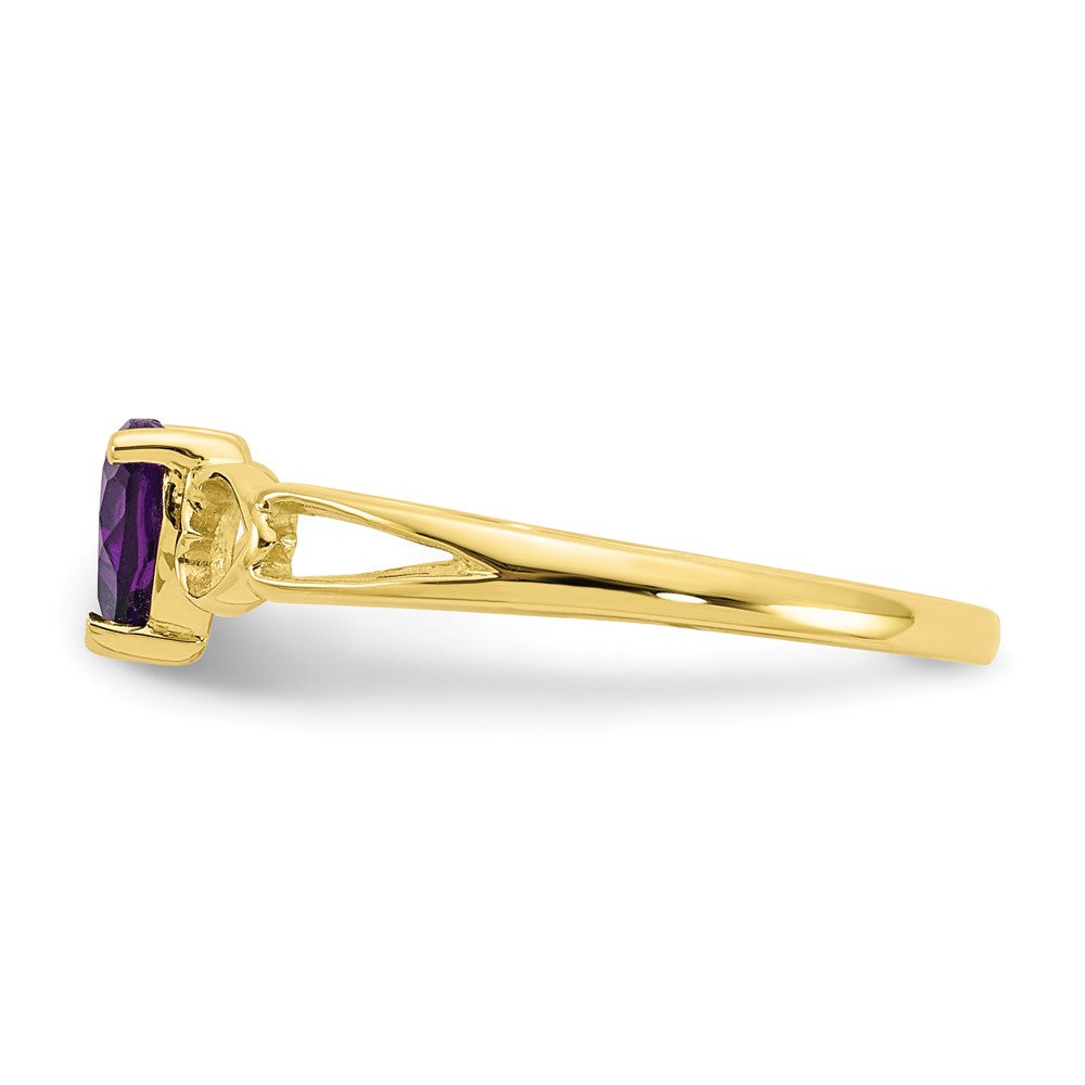 10K Yellow Gold Polished Geniune Amethyst Birthstone Ring