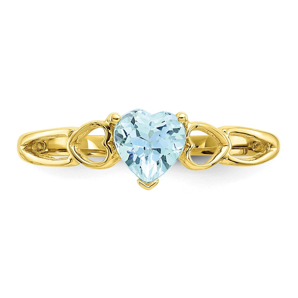 10K Yellow Gold Polished Geniune Aquamarine Birthstone Ring