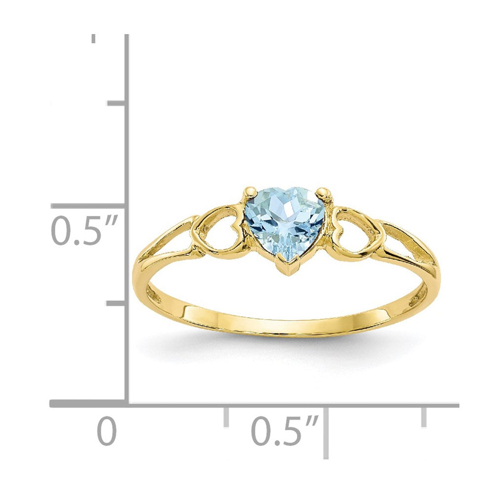 10K Yellow Gold Polished Geniune Aquamarine Birthstone Ring