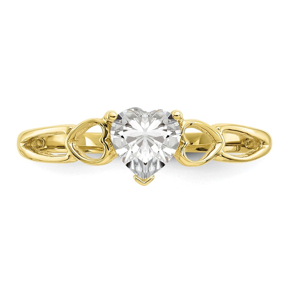 10K Yellow Gold Polished Geniune White Topaz Birthstone Ring