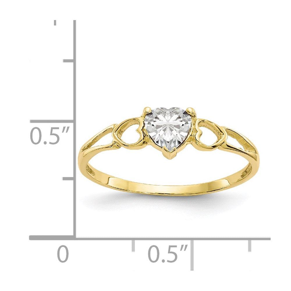 10K Yellow Gold Polished Geniune White Topaz Birthstone Ring