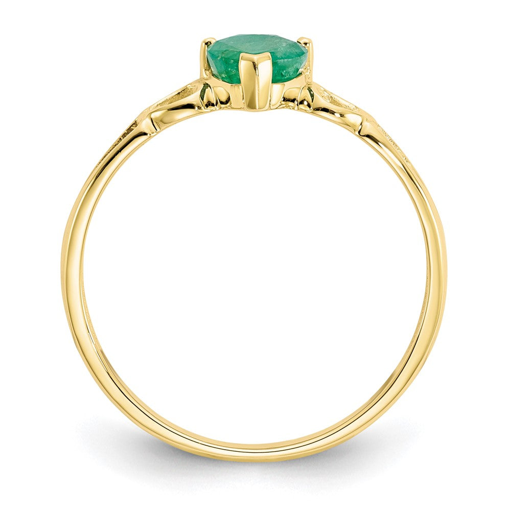 10K Yellow Gold Polished Geniune Emerald Birthstone Ring