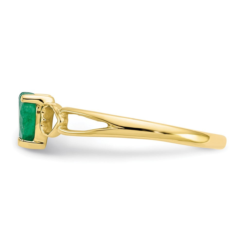 10K Yellow Gold Polished Geniune Emerald Birthstone Ring