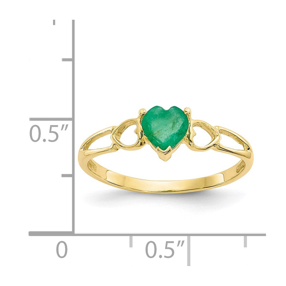 10K Yellow Gold Polished Geniune Emerald Birthstone Ring