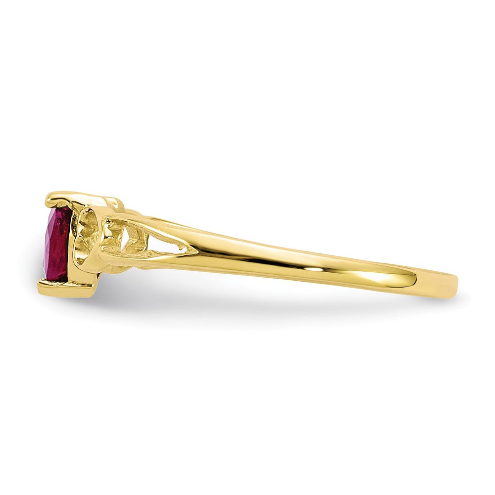 10K Yellow Gold Polished Geniune Ruby Birthstone Ring