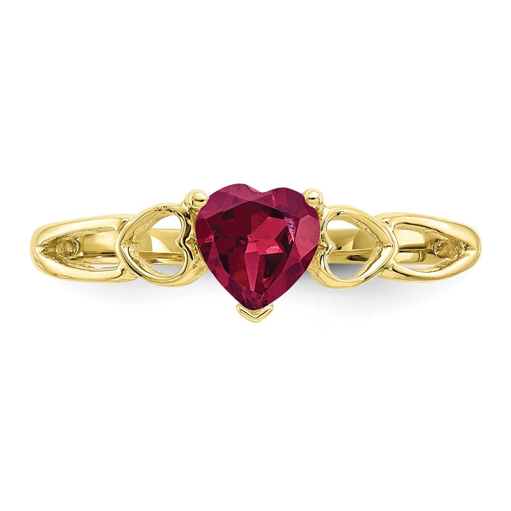 10K Yellow Gold Polished Geniune Ruby Birthstone Ring