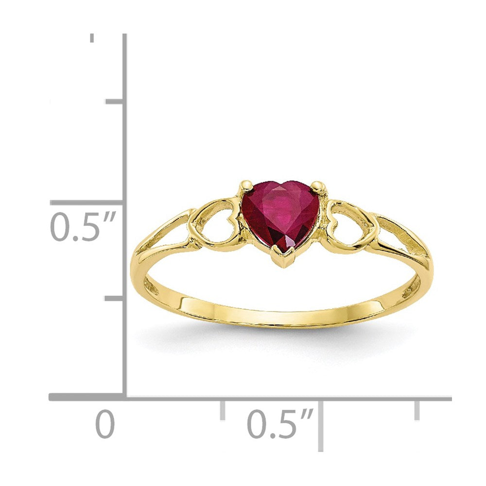 10K Yellow Gold Polished Geniune Ruby Birthstone Ring