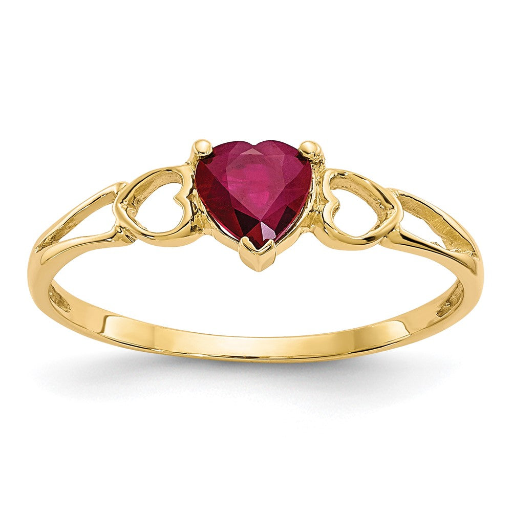 10K Yellow Gold Polished Geniune Ruby Birthstone Ring