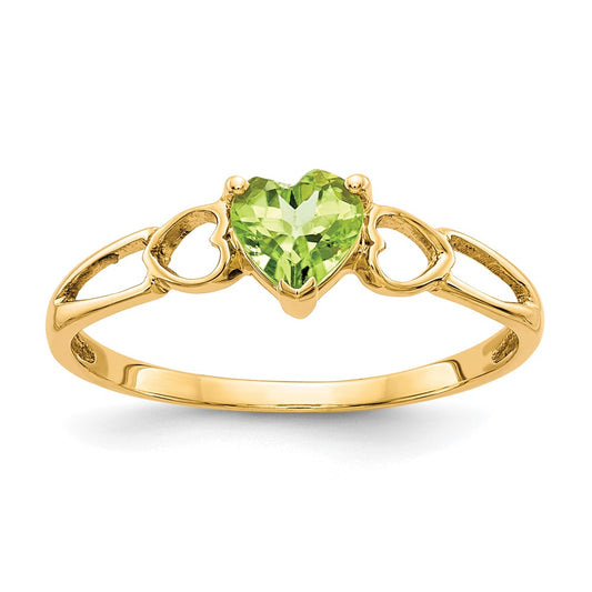 10K Yellow Gold Polished Geniune Peridot Birthstone Ring