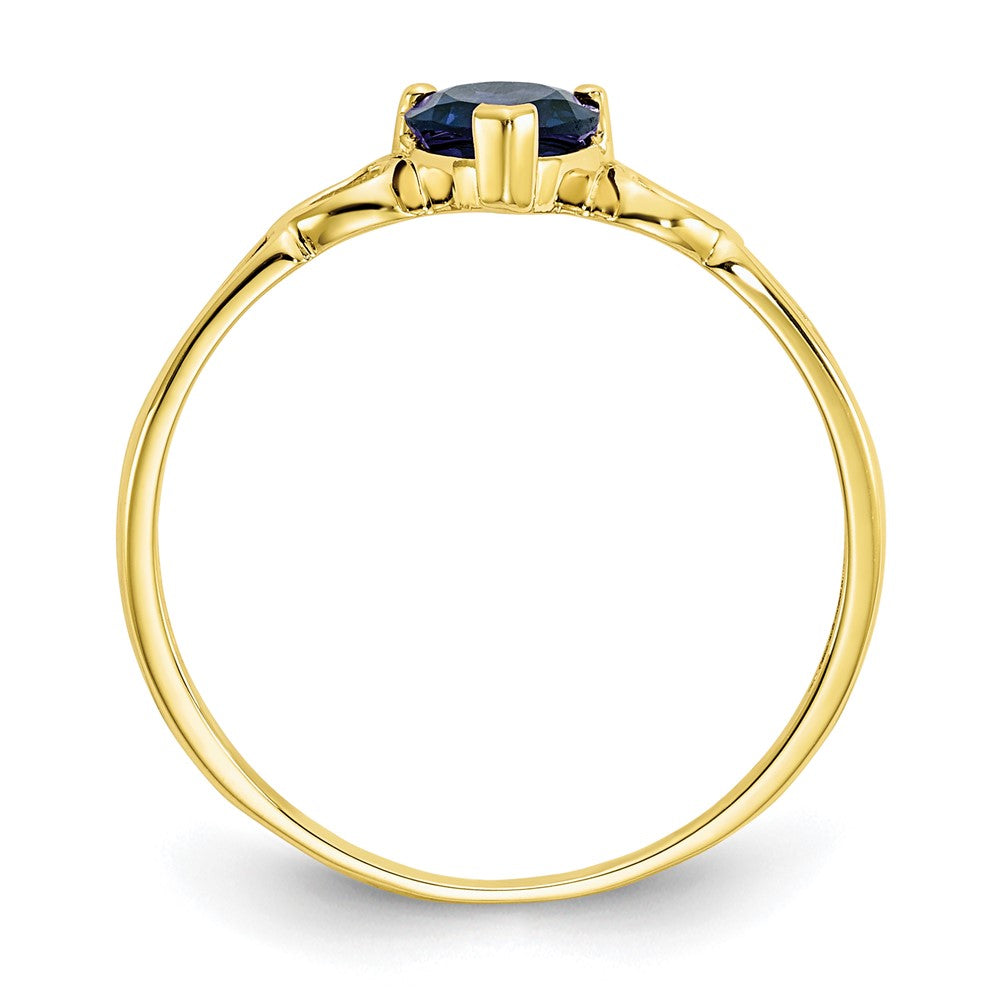 10K Yellow Gold Polished Geniune Sapphire Birthstone Ring