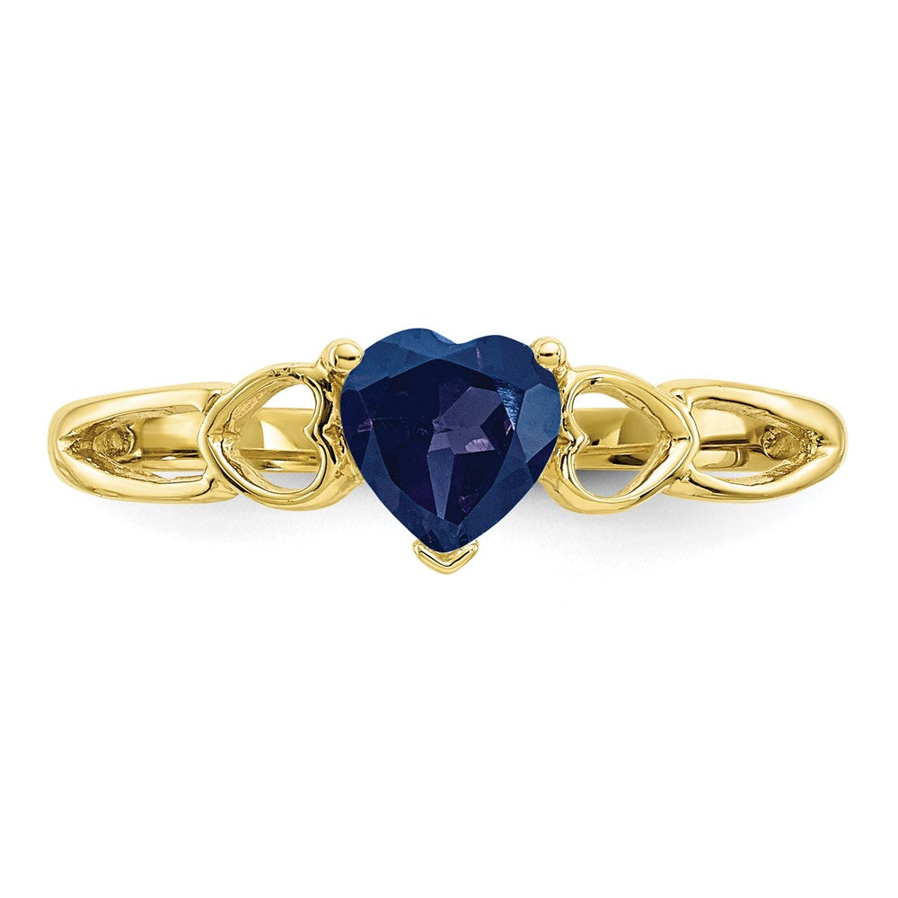 10K Yellow Gold Polished Geniune Sapphire Birthstone Ring