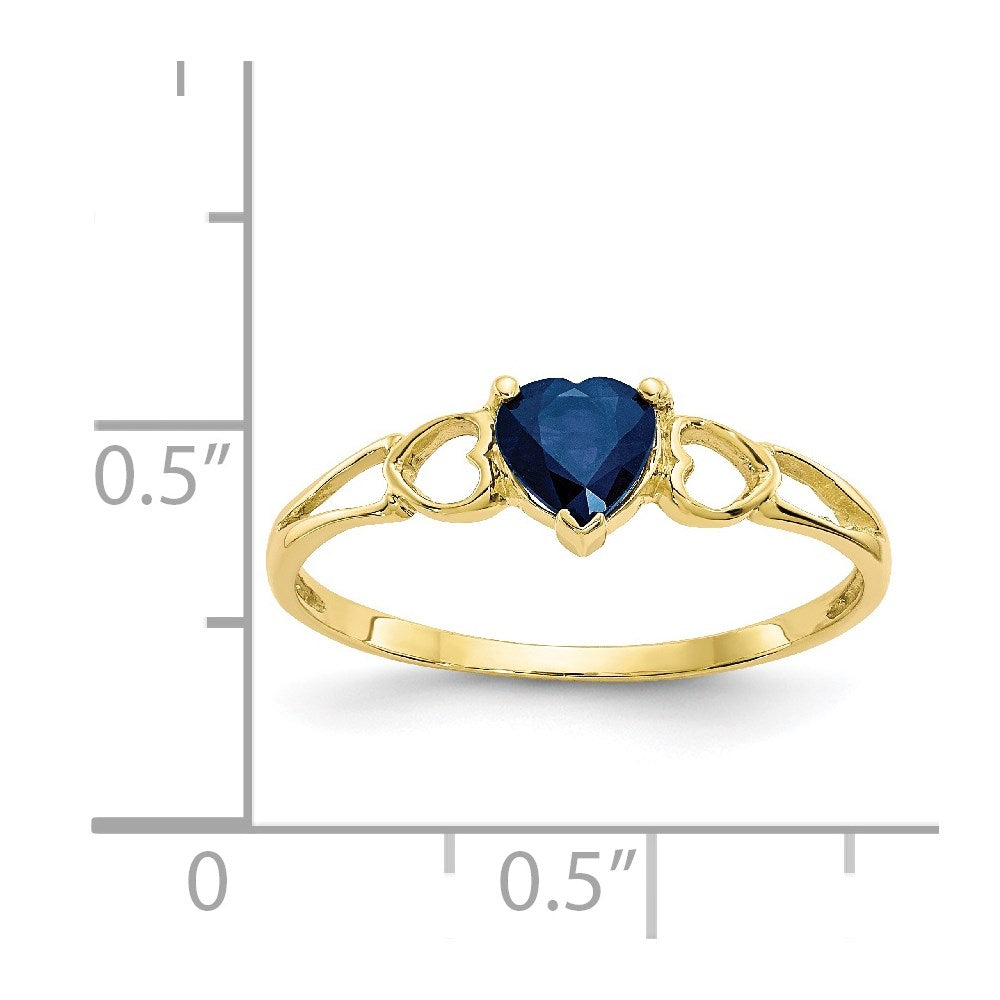 10K Yellow Gold Polished Geniune Sapphire Birthstone Ring