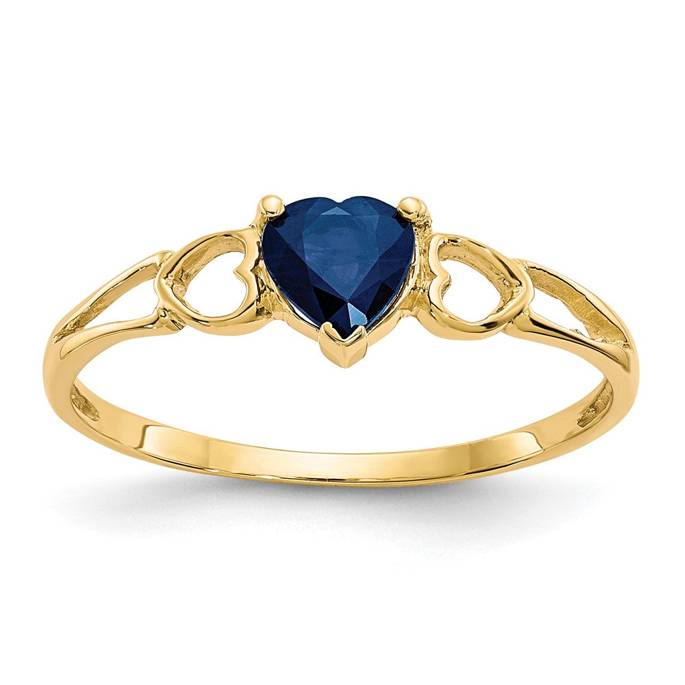 10K Yellow Gold Polished Geniune Sapphire Birthstone Ring