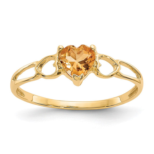 10K Yellow Gold Polished Geniune Citrine Birthstone Ring