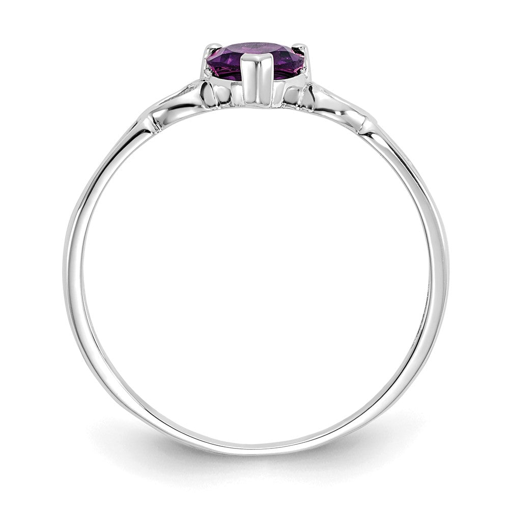 14K White Gold Polished Geniune Amethyst Birthstone Ring