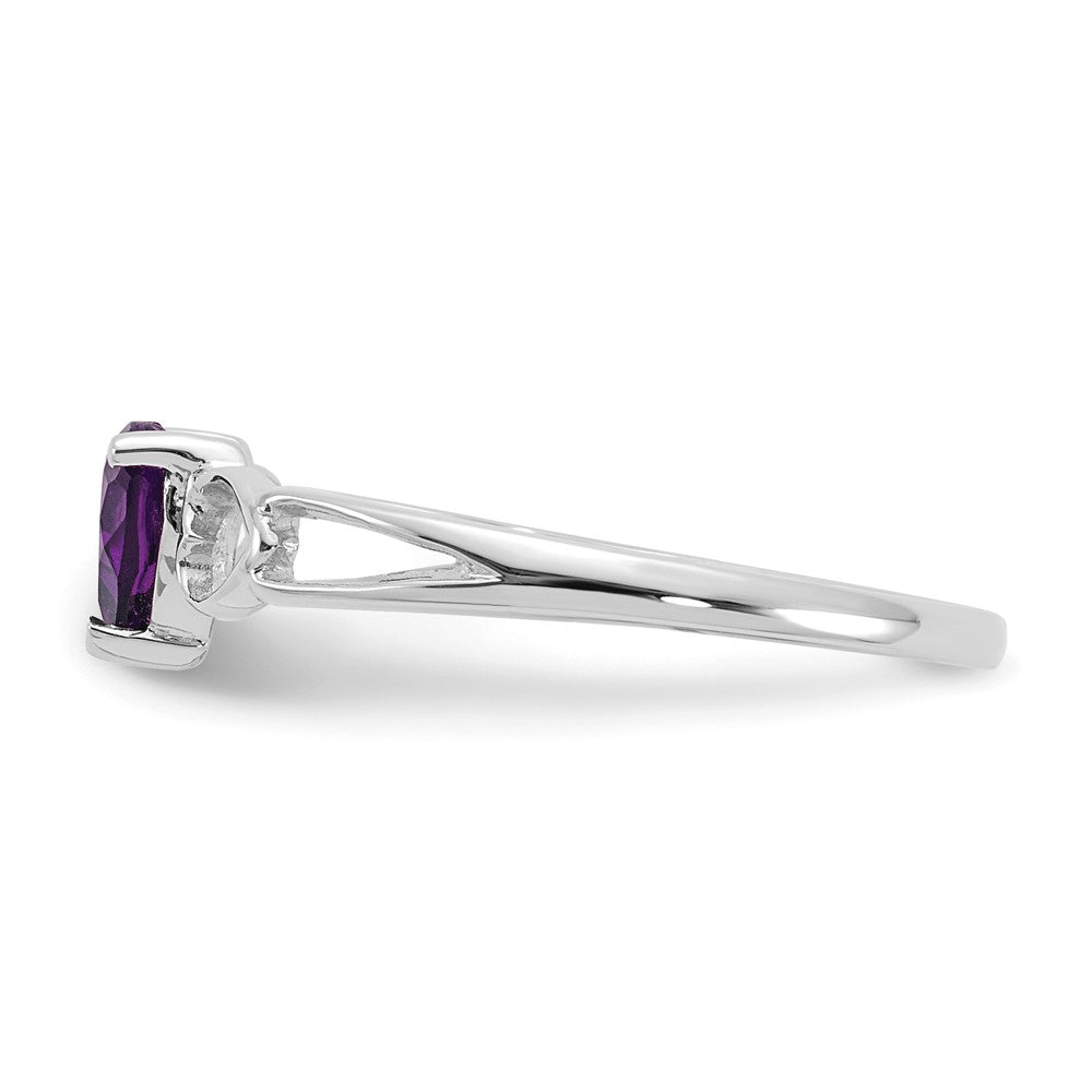 14K White Gold Polished Geniune Amethyst Birthstone Ring