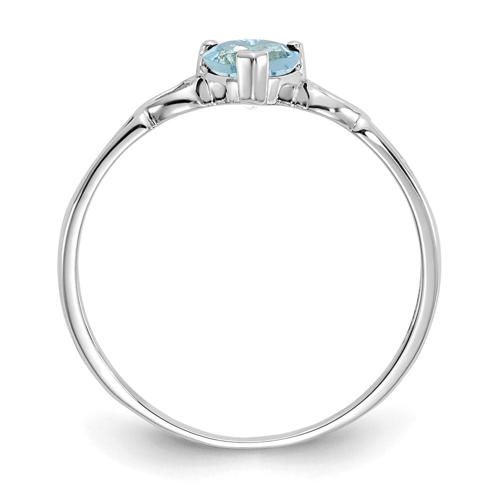 14K White Gold Polished Geniune Aquamarine Birthstone Ring