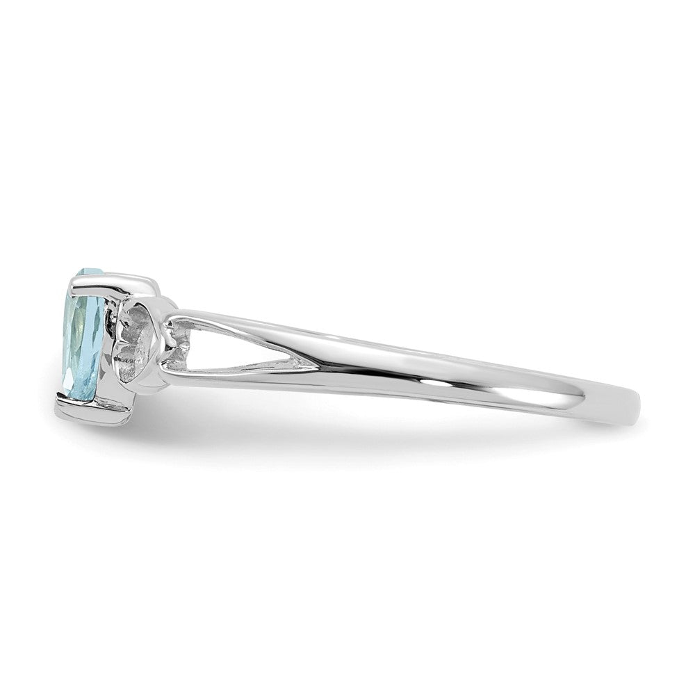 14K White Gold Polished Geniune Aquamarine Birthstone Ring