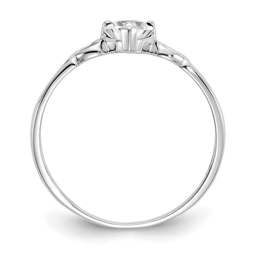 14K White Gold Polished Geniune White Topaz Birthstone Ring