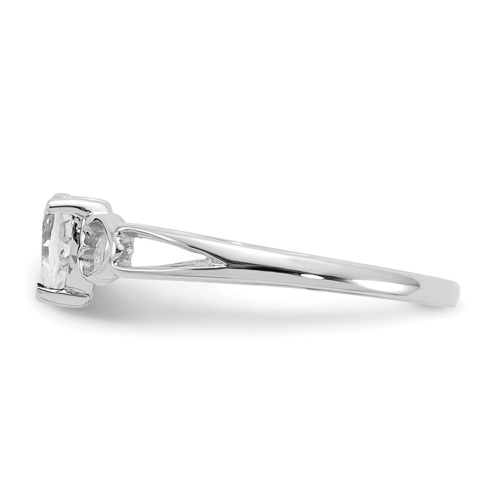 14K White Gold Polished Geniune White Topaz Birthstone Ring