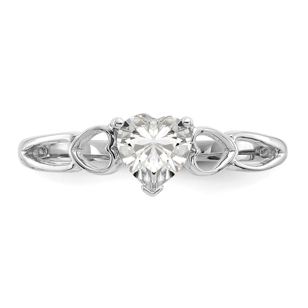 14K White Gold Polished Geniune White Topaz Birthstone Ring