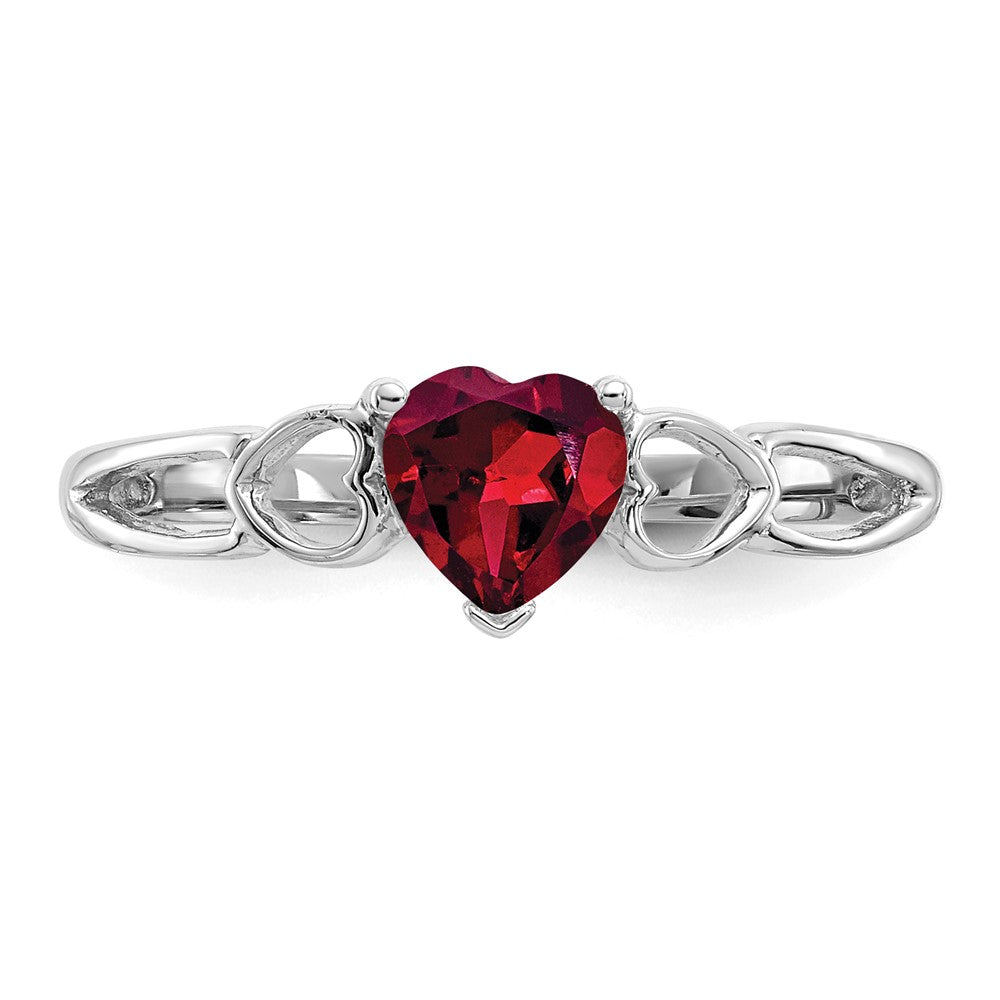 10K White Gold Polished Genuine Rhodolite Garnet Birthstone Ring