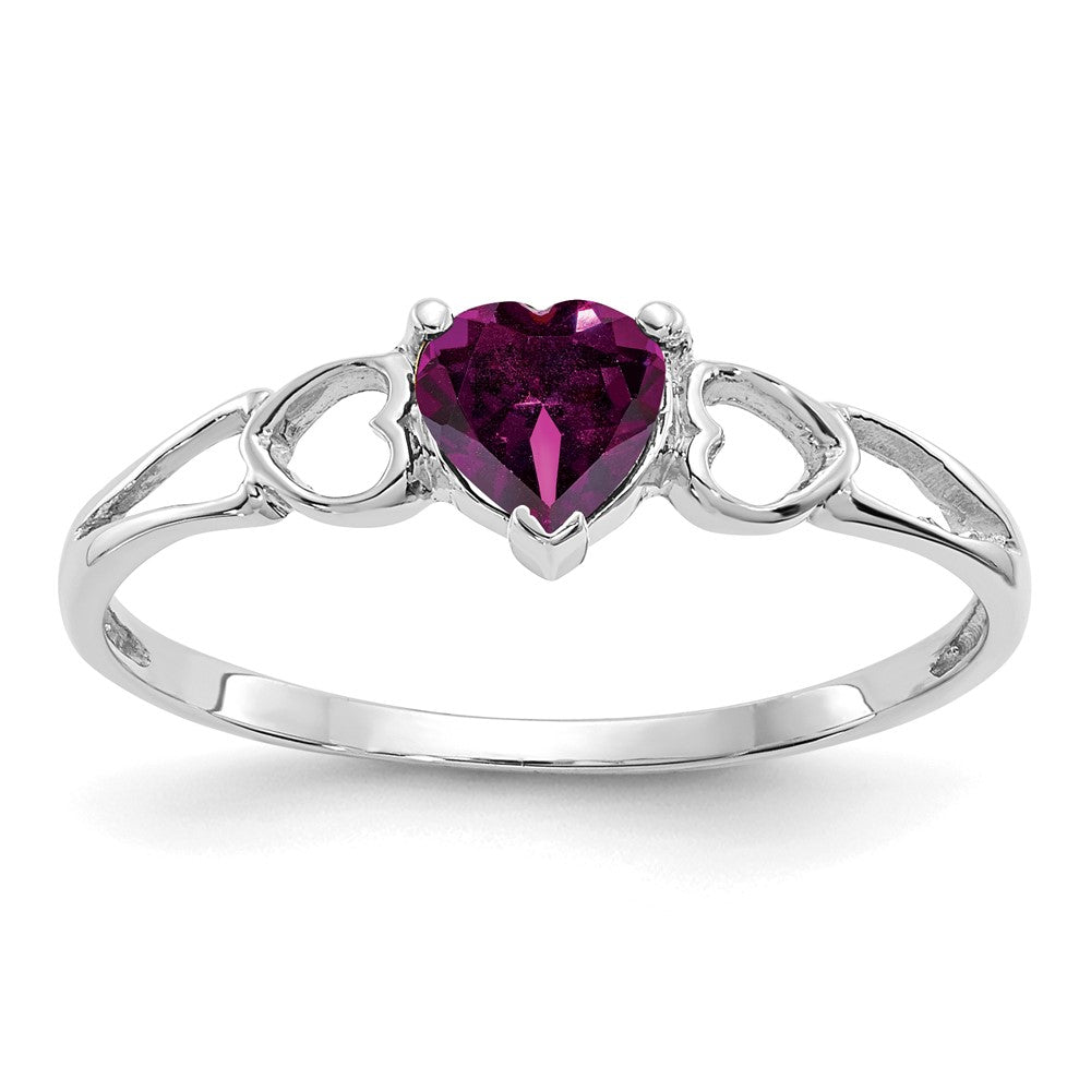 10K White Gold Polished Genuine Rhodolite Garnet Birthstone Ring