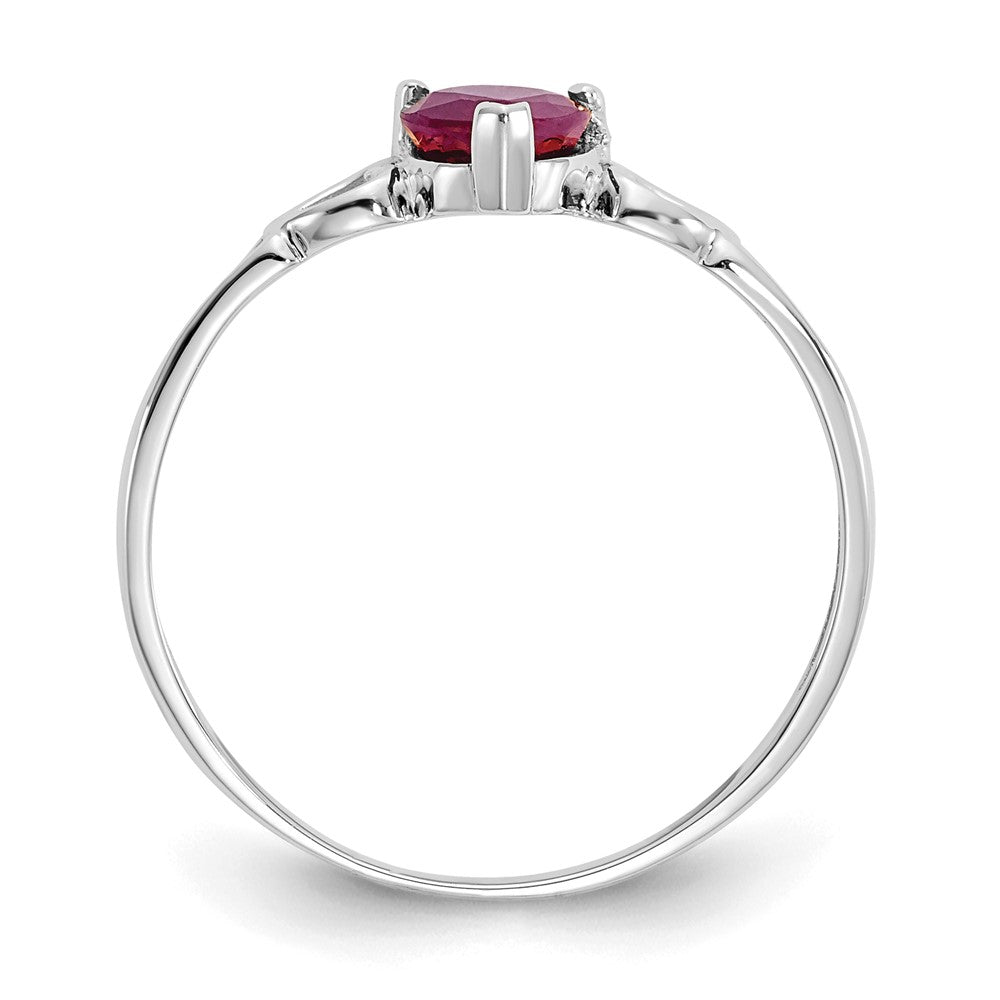 14K White Gold Polished Geniune Ruby Birthstone Ring