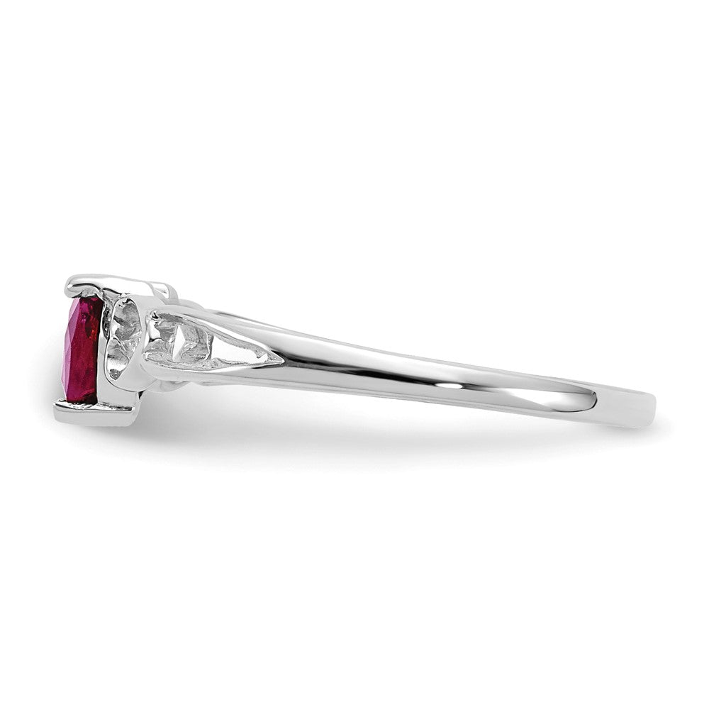 14K White Gold Polished Geniune Ruby Birthstone Ring