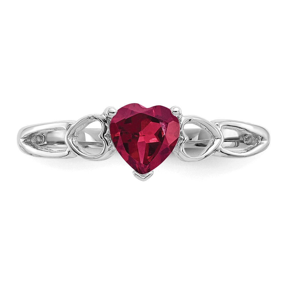 14K White Gold Polished Geniune Ruby Birthstone Ring