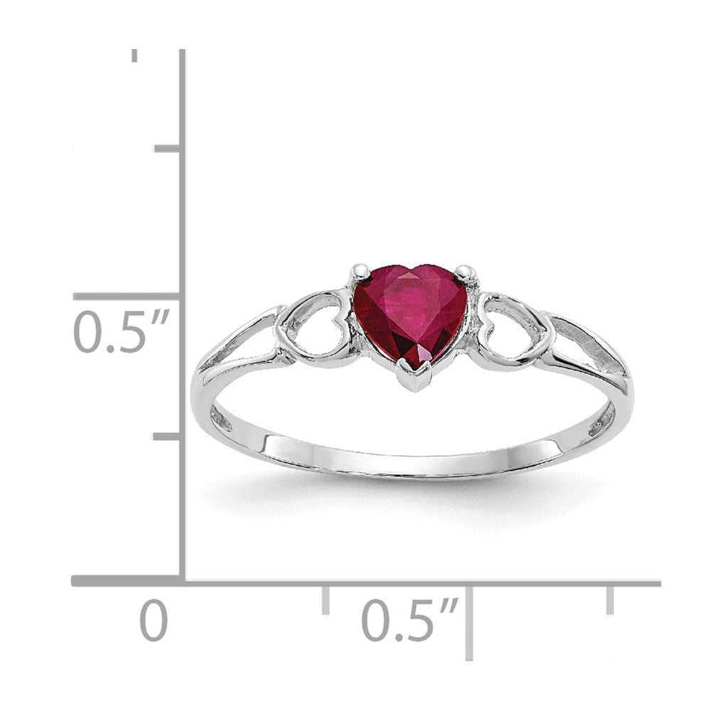 14K White Gold Polished Geniune Ruby Birthstone Ring