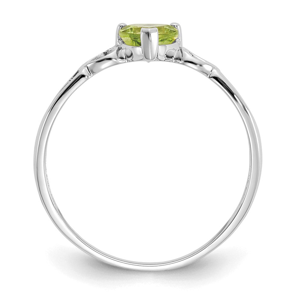 14K White Gold Polished Geniune Peridot Birthstone Ring