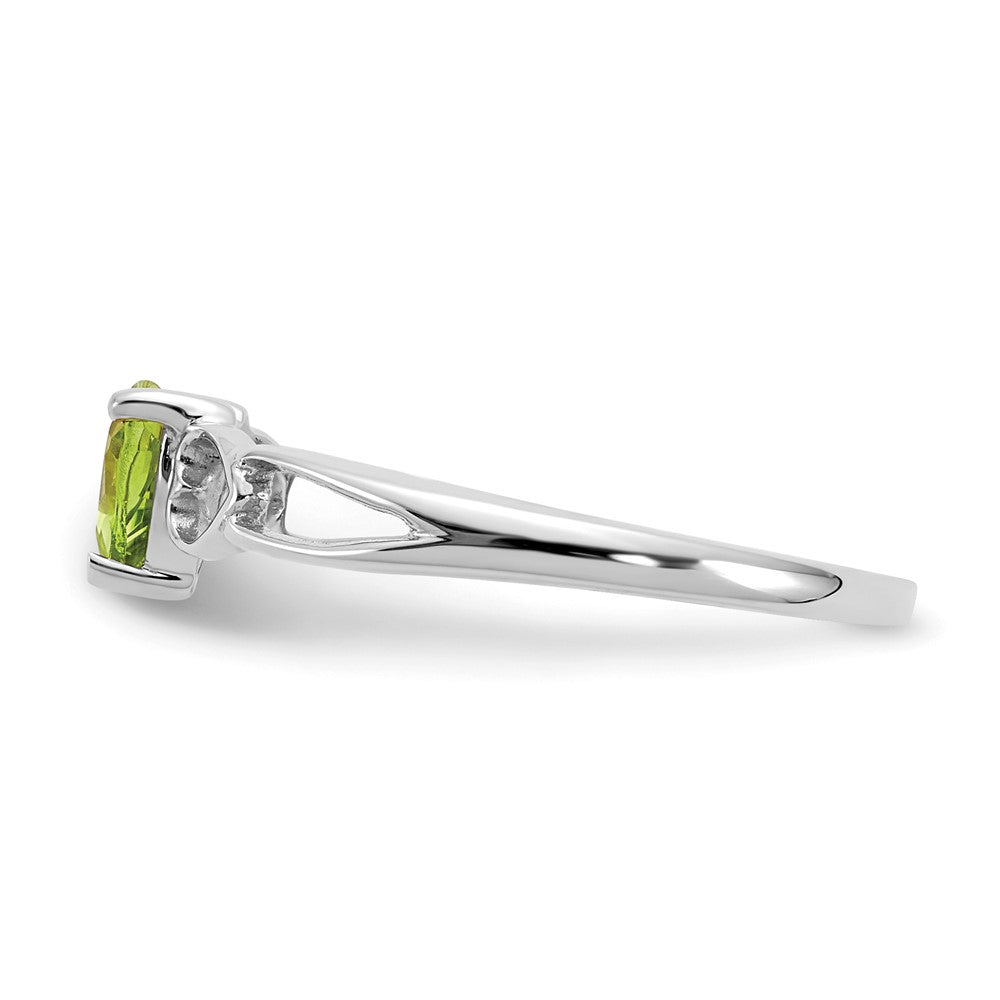 14K White Gold Polished Geniune Peridot Birthstone Ring