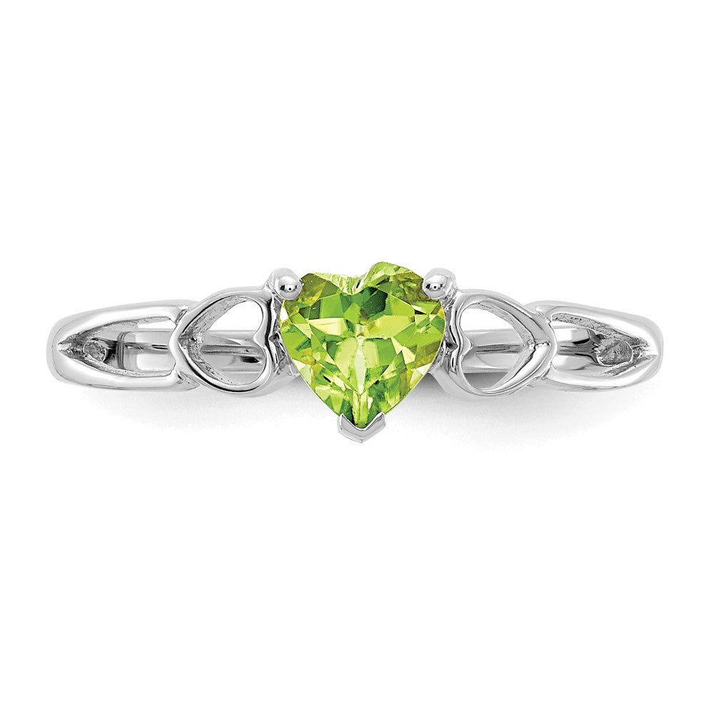 14K White Gold Polished Geniune Peridot Birthstone Ring