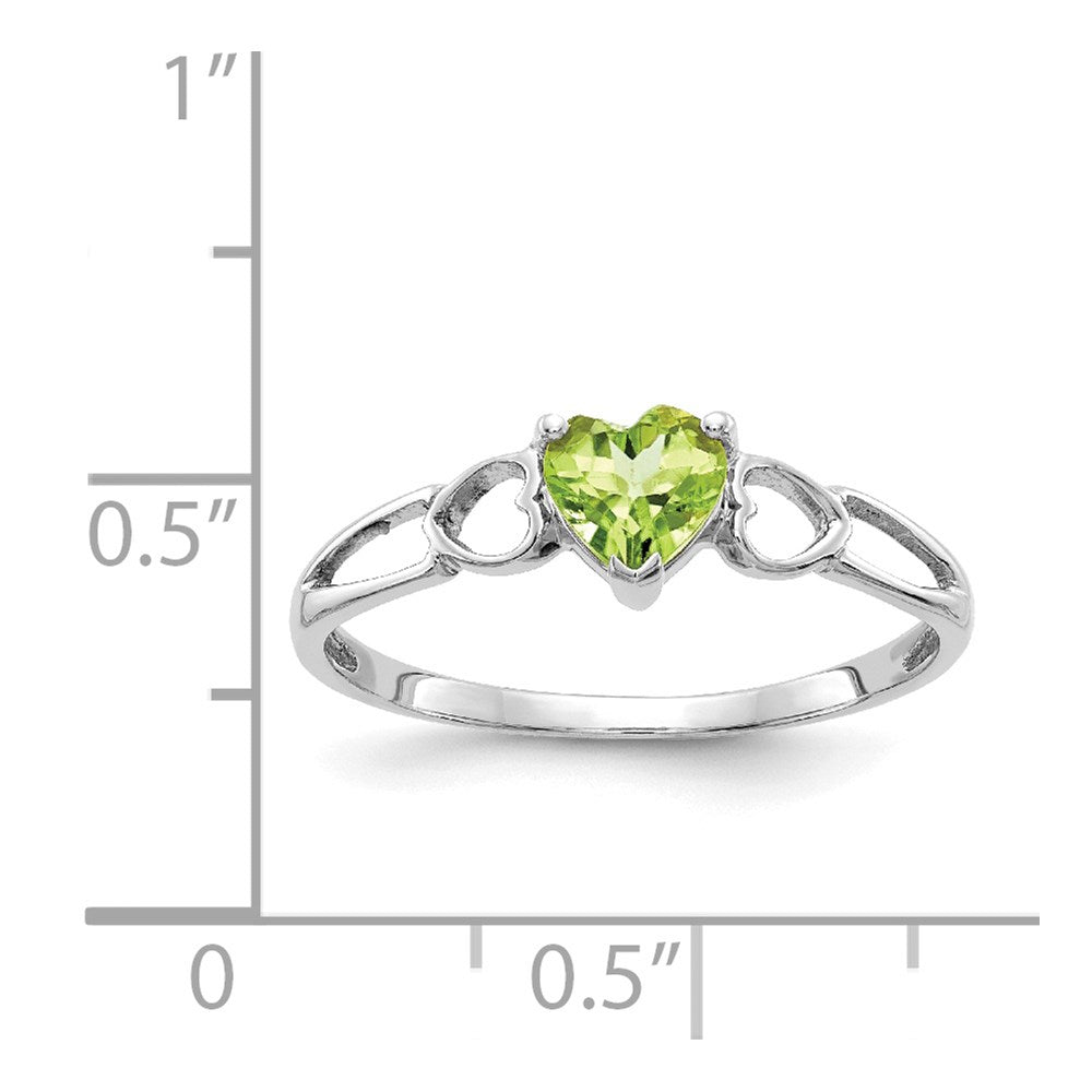 14K White Gold Polished Geniune Peridot Birthstone Ring