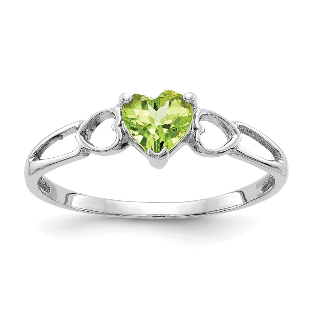 14K White Gold Polished Geniune Peridot Birthstone Ring