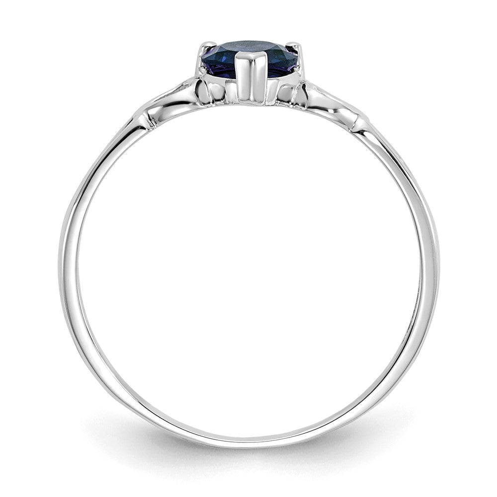 14K White Gold Polished Geniune Sapphire Birthstone Ring