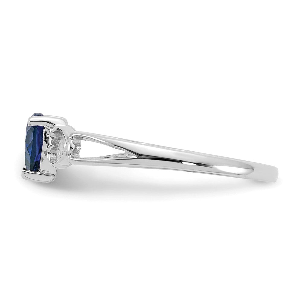 14K White Gold Polished Geniune Sapphire Birthstone Ring