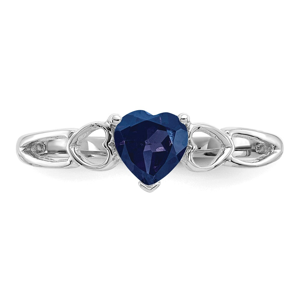 14K White Gold Polished Geniune Sapphire Birthstone Ring