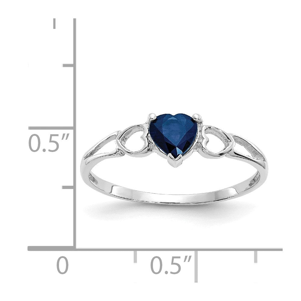 14K White Gold Polished Geniune Sapphire Birthstone Ring